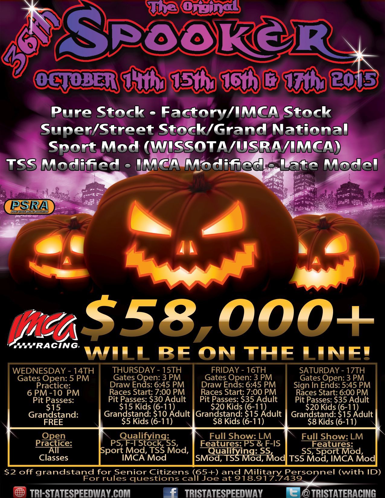 Information Released for the 36th Annual Spooker at Tri-State Speedway!