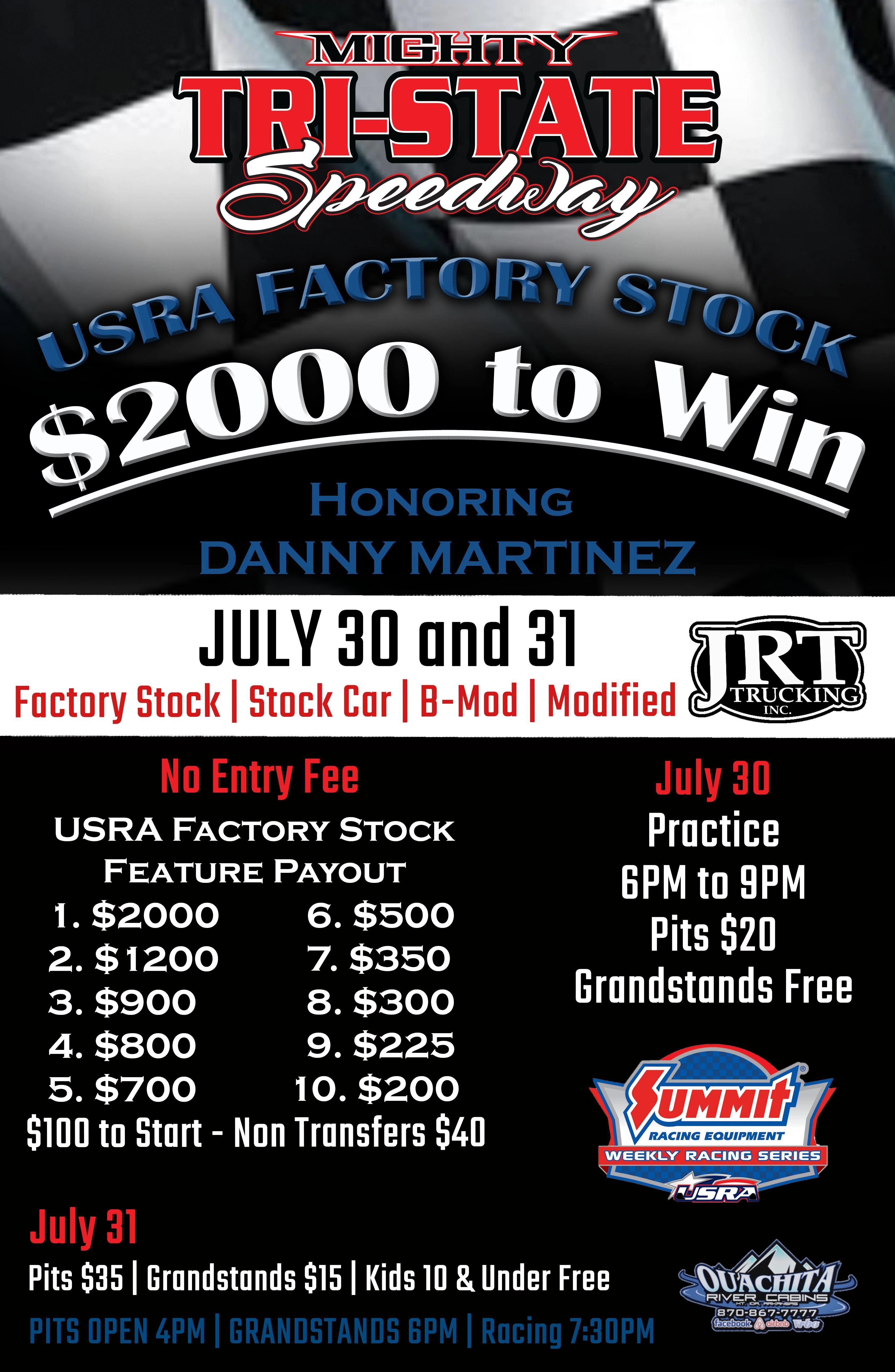 2,000 to Win USRA Factory Stock Honoring Danny Martinez, Jr. Tri