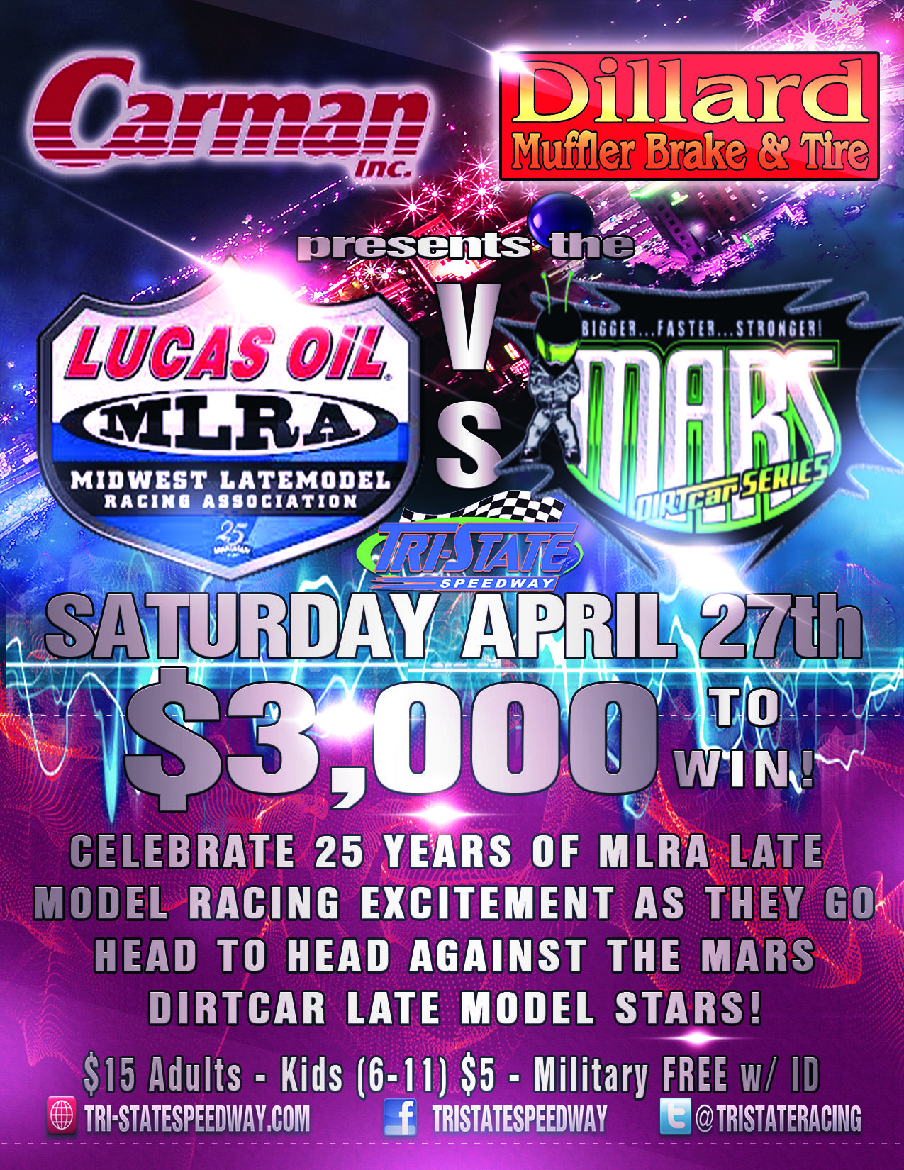 **UPDATE ** Lucas Oil MLRA Late Models vs. MARS DIRTCar Series Late Models